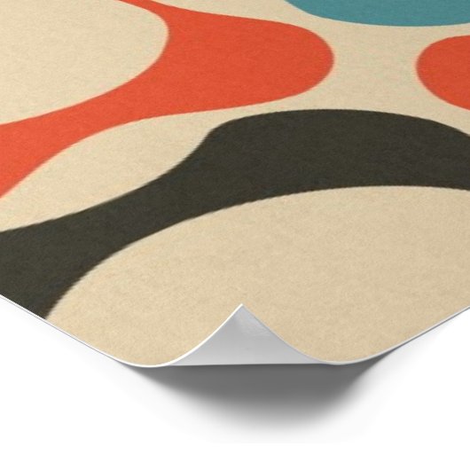 Retro Aquamarin, Lachs Orange, Taupe und Tan Poster (Ecke)