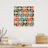 Retro Aquamarin, Lachs Orange, Taupe und Tan Poster (Küche)