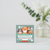 Retro Aquamarin orangefarbene Hunde Erwachsenenalt Quadratische Visitenkarte (Stehend Vorderseite)