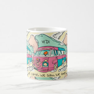 Retro Aquamarin Pink Camper Van "Veni, Vidi, Amavi Kaffeetasse