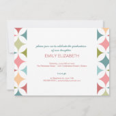 Retro Aquamarin rosa Drei Foto Abschluss Einladung (Rückseite)