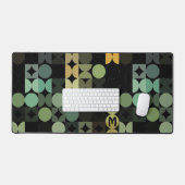 Retro Aquamarin Sage Green Black Grau Pop Art Must Schreibtischunterlage (Tastatur & Maus)