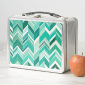 Retro Aquamarin und türkis Zickzack Metall Brotdose (Beispiel)