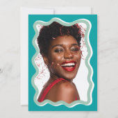 Retro aquamarine blaue Kurve quiggile wavy Brautpa Einladung (Rückseite)