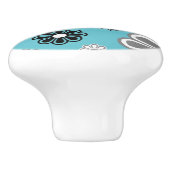 Retro Aquamarine Blume Power Keramik Drehknopf Keramikknauf (Seitenansicht)
