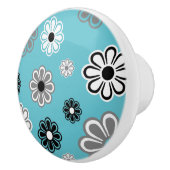 Retro Aquamarine Blume Power Keramik Drehknopf Keramikknauf (Rechts)