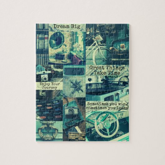 Retro-Aquamarine Moodboard-eigene Inspirationsquel Puzzle (Vertikal)