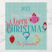 Retro Aquamarine Ornamente Weinetikett (Einzelnes Label)