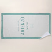 Retro Aquamarine Social Media-Einfluss Förderung Strandtuch (Vorderseite)