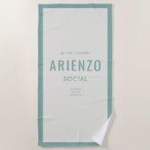 Retro Aquamarine Social Media-Einfluss Förderung Strandtuch (Vorderseite)