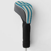 Retro Aquamarine Three Pin Stripes with Name Golf Headcover (angewinkelt)
