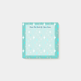 Retro Aquamarine und weiße Sterne bearbeitbare Sti Post-it Klebezettel