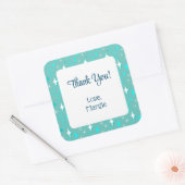 Retro Aquamarine weiße Sterne Editable Vielen Dank Quadratischer Aufkleber (Umschlag)