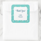 Retro Aquamarine weiße Sterne Editable Vielen Dank Quadratischer Aufkleber (Tasche)