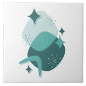 Retro Aquamarines Atomzeitalter Mitte des Jahrhund Fliese (Vorderseite)