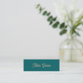 Retro Aquamarines grünes Skript modern Mini Visitenkarte (Stehend Vorderseite)