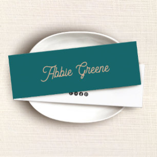 Retro Aquamarines grünes Skript modern Mini Visitenkarte