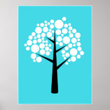 Retro Aquamarines Schwarzblasen-Baumposter