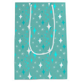 Retro-Aquamarines und White Star-Muster bearbeitba Mittlere Geschenktüte (Rückseite)