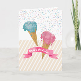 Retro Aquarell Ice Creme & Sprinkles Geburtstag Karte