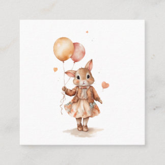 Retro Aquarell Kleines, sonniges Mädchen mit Ballo Quadratische Visitenkarte