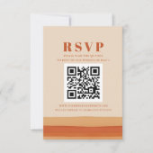 Retro Aquarell Streifen Terracotta Orange QR CODE RSVP Karte (Vorderseite)