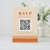 Retro Aquarell Streifen Terracotta Orange QR CODE RSVP Karte (Stehend Vorderseite)