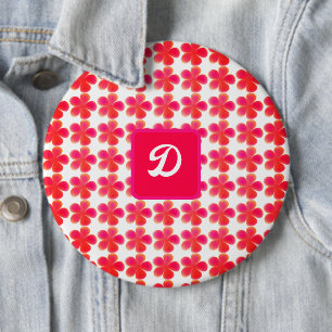 Retro-Aquarell vintage Boho-Floralmonogramm Button