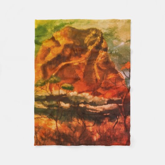 Retro-Aquarell von Haystack Rock Fleecedecke (Vorderseite)