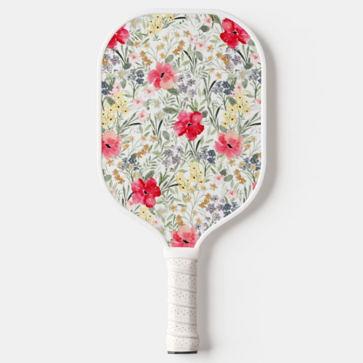 Retro-Aquarellblume Pickleball Schläger (Vorderseite)