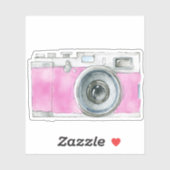 Retro-Aquarellkamera-Malerei in Rosa Aufkleber (Blatt)