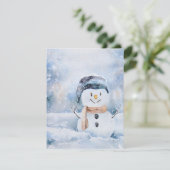 Retro Aquarellmalerei Snowman Feiertagskarte (Stehend Vorderseite)