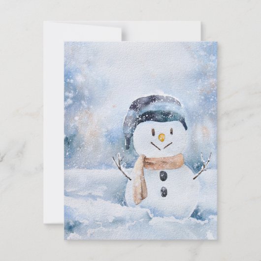 Retro Aquarellmalerei Snowman Feiertagskarte (Vorderseite)