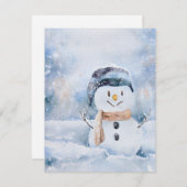 Retro Aquarellmalerei Snowman Feiertagskarte (Vorne/Hinten)