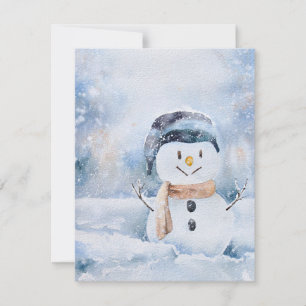 Retro Aquarellmalerei Snowman Feiertagskarte