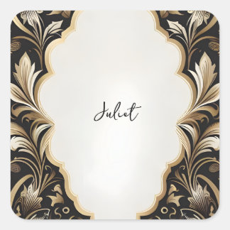 Retro Arabic Bold Damask Brautparty Quadratischer Aufkleber
