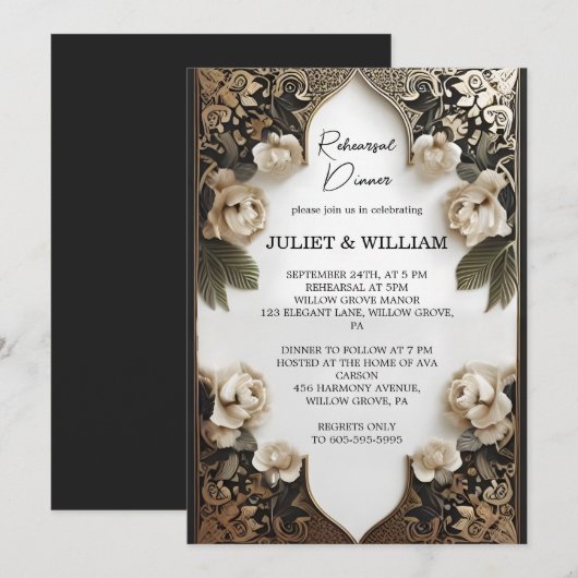 Retro Arabisch Exotic Bold Damask Probe Dinner Einladung (Vorne/Hinten)