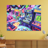 Retro-Arcade-Automaten im Weltraum Leinwanddruck (Insitu (Wohnzimmer))