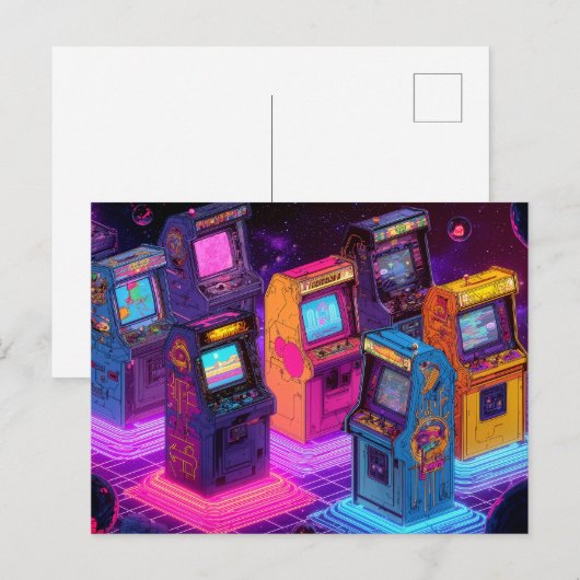 Retro-Arcade-Automaten Postkarte (Vorne/Hinten)