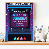 Retro Arcade Birthday | Game On Party Decor Poster