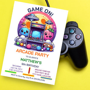 Retro Arcade Birthday Party Einladung