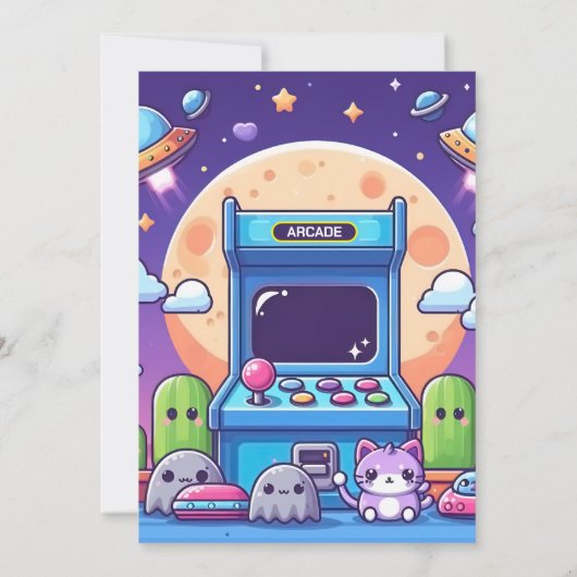 Retro Arcade Birthday Party Einladung (Rückseite)