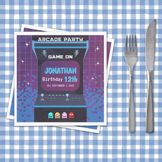 Retro Arcade Birthday Party | Game On Design Serviette
