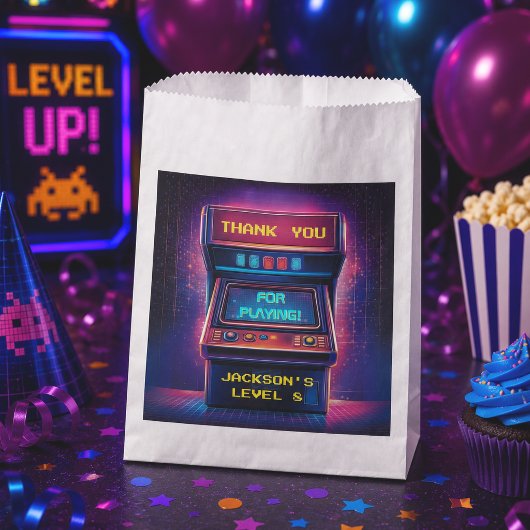 Retro-Arcade-Dankeschön-Geburtstagsaufkleber Geschenktütchen