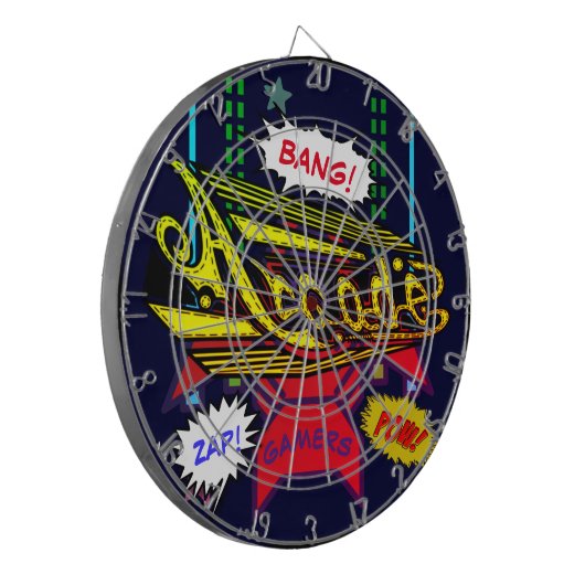 Retro Arcade-Dekoration Dartscheibe (Vorderseite Links)