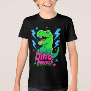 Retro-Arcade-Dino-Power-Pixel-T-Rex Tri-Blend Shirt