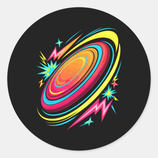 Retro-Arcade-Frisbee-Disc-Golf-Flugscheiben Golfin Runder Aufkleber (Vorderseite)