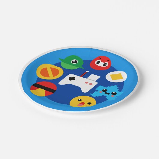 Retro Arcade Fun Pappteller (Schrägansicht)