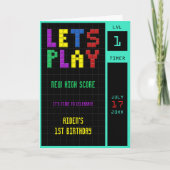 Retro Arcade Game Kids 1. Geburtstag Dankeskarte (Vorderseite)