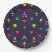 Retro Arcade Game Muster Geburtstagsparty Pappteller (Vorderseite)